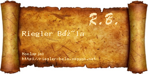 Riegler Béla névjegykártya